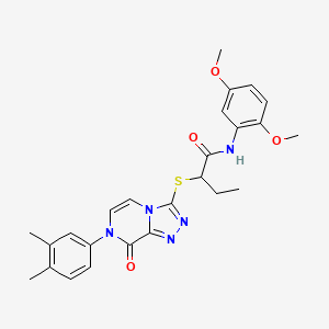 molecular formula C25H27N5O4S B2820554 N-(2,5-dimethoxyphenyl)-2-{[7-(3,4-dimethylphenyl)-8-oxo-7H,8H-[1,2,4]triazolo[4,3-a]pyrazin-3-yl]sulfanyl}butanamide CAS No. 1223786-06-8