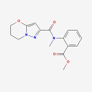 molecular formula C16H17N3O4 B2820601 methyl 2-(N-methyl-6,7-dihydro-5H-pyrazolo[5,1-b][1,3]oxazine-2-carboxamido)benzoate CAS No. 1448123-72-5