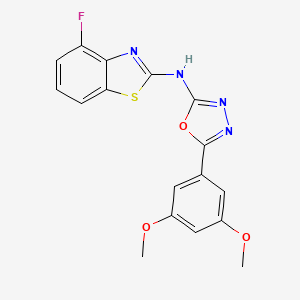 molecular formula C17H13FN4O3S B2820602 N-[5-(3,5-dimethoxyphenyl)-1,3,4-oxadiazol-2-yl]-4-fluoro-1,3-benzothiazol-2-amine 