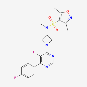 molecular formula C19H19F2N5O3S B2820634 N-{1-[5-fluoro-6-(4-fluorophenyl)pyrimidin-4-yl]azetidin-3-yl}-N,3,5-trimethyl-1,2-oxazole-4-sulfonamide CAS No. 2380191-79-5
