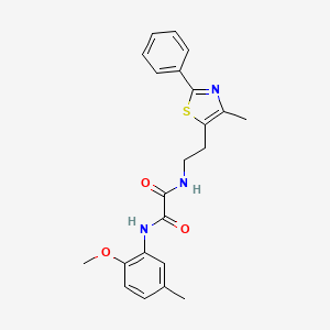 molecular formula C22H23N3O3S B2820664 N'-(2-methoxy-5-methylphenyl)-N-[2-(4-methyl-2-phenyl-1,3-thiazol-5-yl)ethyl]ethanediamide CAS No. 894011-44-0