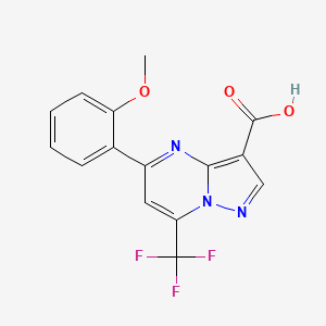 molecular formula C15H10F3N3O3 B2820678 5-(2-Methoxyphenyl)-7-(trifluoromethyl)pyrazolo[1,5-a]pyrimidine-3-carboxylic acid CAS No. 831229-13-1