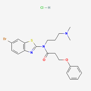 molecular formula C21H25BrClN3O2S B2820714 N-(6-BROMO-1,3-BENZOTHIAZOL-2-YL)-N-[3-(DIMETHYLAMINO)PROPYL]-3-PHENOXYPROPANAMIDE HYDROCHLORIDE CAS No. 1216406-11-9