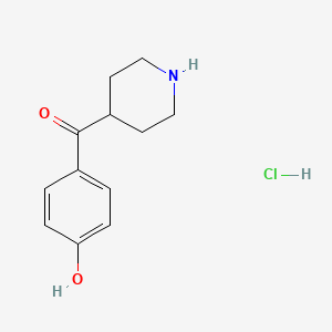molecular formula C12H16ClNO2 B2820734 (4-Hydroxy-phenyl)-piperidin-4-yl-methanone hydrochloride CAS No. 1171519-29-1