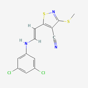 molecular formula C13H9Cl2N3S2 B2820792 5-[(E)-2-[(3,5-dichlorophenyl)amino]ethenyl]-3-(methylsulfanyl)-1,2-thiazole-4-carbonitrile CAS No. 338751-27-2