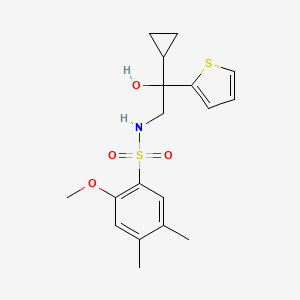 molecular formula C18H23NO4S2 B2820793 N-(2-cyclopropyl-2-hydroxy-2-(thiophen-2-yl)ethyl)-2-methoxy-4,5-dimethylbenzenesulfonamide CAS No. 1396868-48-6