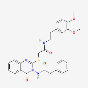 molecular formula C28H28N4O5S B2820795 N-[2-(3,4-dimethoxyphenyl)ethyl]-2-{[4-oxo-3-(2-phenylacetamido)-3,4-dihydroquinazolin-2-yl]sulfanyl}acetamide CAS No. 422278-47-5