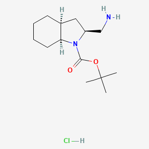 molecular formula C14H27ClN2O2 B2820837 tert-butyl(2S,3aS,7aS)-2-(aminomethyl)-octahydro-1H-indole-1-carboxylatehydrochloride CAS No. 2503155-93-7
