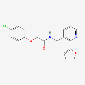 molecular formula C18H15ClN2O3 B2820862 2-(4-chlorophenoxy)-N-((2-(furan-2-yl)pyridin-3-yl)methyl)acetamide CAS No. 2034248-57-0