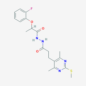 B2820869 N'-{3-[4,6-dimethyl-2-(methylsulfanyl)pyrimidin-5-yl]propanoyl}-2-(2-fluorophenoxy)propanehydrazide CAS No. 1111530-85-8