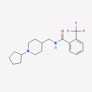 molecular formula C19H25F3N2O B2820907 N-[(1-cyclopentylpiperidin-4-yl)methyl]-2-(trifluoromethyl)benzamide CAS No. 953931-98-1