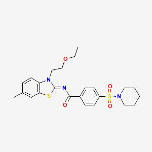 molecular formula C24H29N3O4S2 B2820929 N-[(2Z)-3-(2-ethoxyethyl)-6-methyl-2,3-dihydro-1,3-benzothiazol-2-ylidene]-4-(piperidine-1-sulfonyl)benzamide CAS No. 897616-22-7
