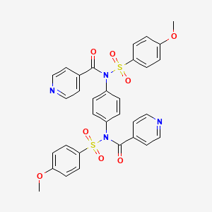molecular formula C32H26N4O8S2 B2820981 N-(4-methoxybenzenesulfonyl)-N-{4-[N-(4-methoxybenzenesulfonyl)pyridine-4-amido]phenyl}pyridine-4-carboxamide CAS No. 518333-96-5