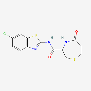 molecular formula C13H12ClN3O2S2 B2820994 N-(6-chloro-1,3-benzothiazol-2-yl)-5-oxo-1,4-thiazepane-3-carboxamide CAS No. 1396632-76-0