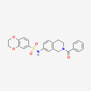 molecular formula C24H22N2O5S B2821022 N-(2-benzoyl-1,2,3,4-tetrahydroisoquinolin-7-yl)-2,3-dihydro-1,4-benzodioxine-6-sulfonamide CAS No. 955639-26-6