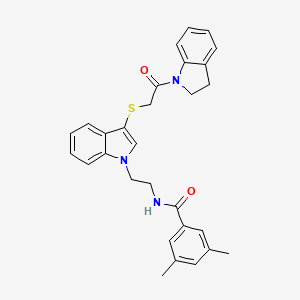 molecular formula C29H29N3O2S B2821065 N-(2-(3-((2-(indolin-1-yl)-2-oxoethyl)thio)-1H-indol-1-yl)ethyl)-3,5-dimethylbenzamide CAS No. 532974-27-9