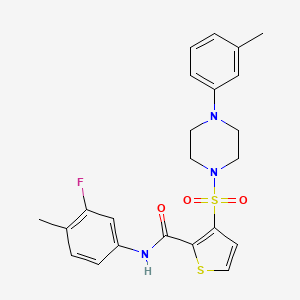 molecular formula C23H24FN3O3S2 B2821068 N-(3-fluoro-4-methylphenyl)-3-{[4-(3-methylphenyl)piperazin-1-yl]sulfonyl}thiophene-2-carboxamide CAS No. 1207036-93-8