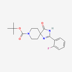 molecular formula C18H22FN3O3 B2821113 tert-Butyl 2-(2-fluorophenyl)-4-oxo-1,3,8-triazaspiro[4.5]dec-1-ene-8-carboxylate CAS No. 1774896-08-0
