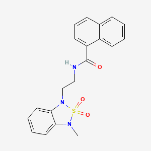molecular formula C20H19N3O3S B2821117 N-(2-(3-methyl-2,2-dioxidobenzo[c][1,2,5]thiadiazol-1(3H)-yl)ethyl)-1-naphthamide CAS No. 2034590-85-5