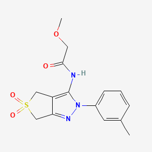molecular formula C15H17N3O4S B2821124 N-(5,5-dioxido-2-(m-tolyl)-4,6-dihydro-2H-thieno[3,4-c]pyrazol-3-yl)-2-methoxyacetamide CAS No. 893943-48-1