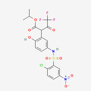 molecular formula C19H16ClF3N2O8S B2821127 propan-2-yl 2-[5-(2-chloro-5-nitrobenzenesulfonamido)-2-hydroxyphenyl]-4,4,4-trifluoro-3-oxobutanoate CAS No. 425400-40-4