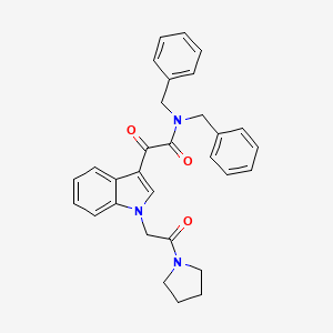 molecular formula C30H29N3O3 B2821128 N,N-dibenzyl-2-oxo-2-(1-(2-oxo-2-(pyrrolidin-1-yl)ethyl)-1H-indol-3-yl)acetamide CAS No. 872848-79-8