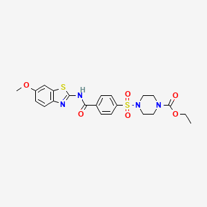 molecular formula C22H24N4O6S2 B2821175 Ethyl 4-((4-((6-methoxybenzo[d]thiazol-2-yl)carbamoyl)phenyl)sulfonyl)piperazine-1-carboxylate CAS No. 361173-96-8