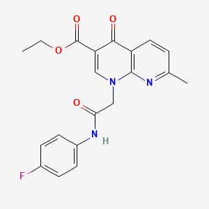 molecular formula C20H18FN3O4 B2821184 ethyl 1-{[(4-fluorophenyl)carbamoyl]methyl}-7-methyl-4-oxo-1,4-dihydro-1,8-naphthyridine-3-carboxylate CAS No. 932517-02-7