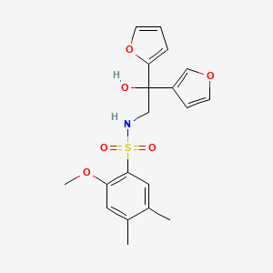 molecular formula C19H21NO6S B2821202 N-(2-(furan-2-yl)-2-(furan-3-yl)-2-hydroxyethyl)-2-methoxy-4,5-dimethylbenzenesulfonamide CAS No. 2034259-25-9