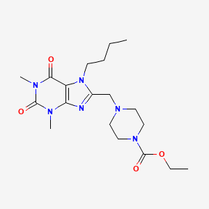 molecular formula C19H30N6O4 B2821221 ethyl 4-[(7-butyl-1,3-dimethyl-2,6-dioxo-2,3,6,7-tetrahydro-1H-purin-8-yl)methyl]piperazine-1-carboxylate CAS No. 838888-09-8