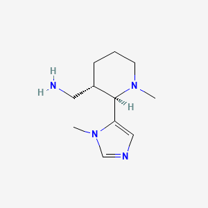 molecular formula C11H20N4 B2821234 rac-[(2R,3S)-1-methyl-2-(1-methyl-1H-imidazol-5-yl)piperidin-3-yl]methanamine CAS No. 1909294-83-2