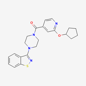 molecular formula C22H24N4O2S B2821357 (4-(Benzo[d]isothiazol-3-yl)piperazin-1-yl)(2-(cyclopentyloxy)pyridin-4-yl)methanone CAS No. 2034358-65-9