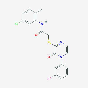 molecular formula C19H15ClFN3O2S B2821389 N-(5-chloro-2-methylphenyl)-2-{[4-(3-fluorophenyl)-3-oxo-3,4-dihydropyrazin-2-yl]sulfanyl}acetamide CAS No. 941929-45-9