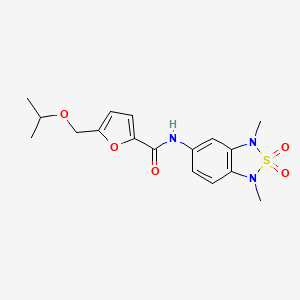 molecular formula C17H21N3O5S B2821394 N-(1,3-dimethyl-2,2-dioxido-1,3-dihydrobenzo[c][1,2,5]thiadiazol-5-yl)-5-(isopropoxymethyl)furan-2-carboxamide CAS No. 2034457-00-4