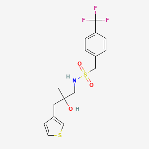 molecular formula C16H18F3NO3S2 B2821422 N-{2-hydroxy-2-[(thiophen-3-yl)methyl]propyl}-1-[4-(trifluoromethyl)phenyl]methanesulfonamide CAS No. 2097868-64-7