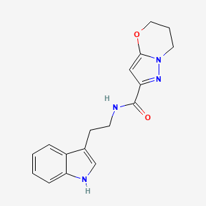 molecular formula C17H18N4O2 B2821423 N-(2-(1H-indol-3-yl)ethyl)-6,7-dihydro-5H-pyrazolo[5,1-b][1,3]oxazine-2-carboxamide CAS No. 1428366-01-1