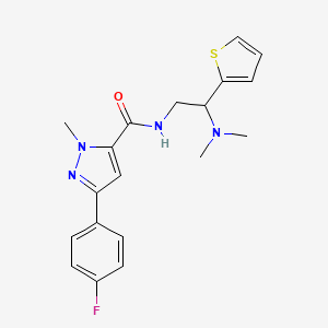 molecular formula C19H21FN4OS B2821425 N-(2-(dimethylamino)-2-(thiophen-2-yl)ethyl)-3-(4-fluorophenyl)-1-methyl-1H-pyrazole-5-carboxamide CAS No. 1396774-23-4