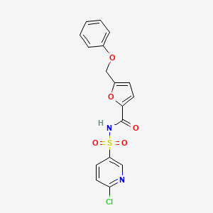 molecular formula C17H13ClN2O5S B2821472 N-[(6-chloropyridin-3-yl)sulfonyl]-5-(phenoxymethyl)furan-2-carboxamide CAS No. 1259116-58-9