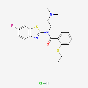 molecular formula C20H23ClFN3OS2 B2821473 N-(2-(dimethylamino)ethyl)-2-(ethylthio)-N-(6-fluorobenzo[d]thiazol-2-yl)benzamide hydrochloride CAS No. 1216460-95-5