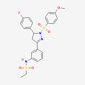 molecular formula C24H24FN3O5S2 B2821475 N-(3-(5-(4-fluorophenyl)-1-((4-methoxyphenyl)sulfonyl)-4,5-dihydro-1H-pyrazol-3-yl)phenyl)ethanesulfonamide CAS No. 851782-75-7