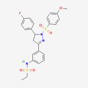 B2821475 N-[3-[3-(4-fluorophenyl)-2-(4-methoxyphenyl)sulfonyl-3,4-dihydropyrazol-5-yl]phenyl]ethanesulfonamide CAS No. 851782-75-7