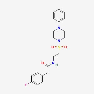 molecular formula C20H24FN3O3S B2821486 2-(4-fluorophenyl)-N-{2-[(4-phenylpiperazin-1-yl)sulfonyl]ethyl}acetamide CAS No. 897621-73-7