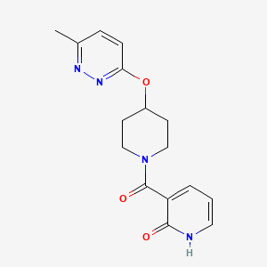 molecular formula C16H18N4O3 B2821487 3-(4-((6-methylpyridazin-3-yl)oxy)piperidine-1-carbonyl)pyridin-2(1H)-one CAS No. 1797755-37-3