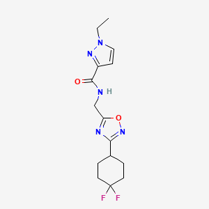 molecular formula C15H19F2N5O2 B2821493 N-((3-(4,4-difluorocyclohexyl)-1,2,4-oxadiazol-5-yl)methyl)-1-ethyl-1H-pyrazole-3-carboxamide CAS No. 2034464-34-9