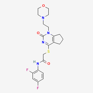 molecular formula C21H24F2N4O3S B2821499 N-(2,4-difluorophenyl)-2-({1-[2-(morpholin-4-yl)ethyl]-2-oxo-1H,2H,5H,6H,7H-cyclopenta[d]pyrimidin-4-yl}sulfanyl)acetamide CAS No. 946218-06-0