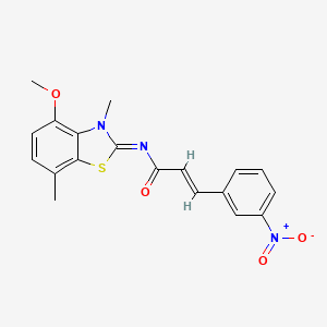 (2E,NZ)-N-(4-methoxy-3,7-dimethylbenzo[d]thiazol-2(3H)-ylidene)-3-(3-nitrophenyl)acrylamide