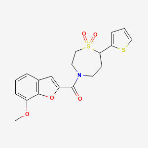 (1,1-Dioxido-7-(thiophen-2-yl)-1,4-thiazepan-4-yl)(7-methoxybenzofuran-2-yl)methanone