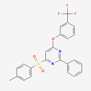 4-(4-Methylphenyl)sulfonyl-2-phenyl-6-[3-(trifluoromethyl)phenoxy]pyrimidine