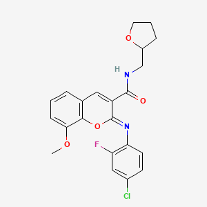 (2Z)-2-[(4-chloro-2-fluorophenyl)imino]-8-methoxy-N-(tetrahydrofuran-2-ylmethyl)-2H-chromene-3-carboxamide