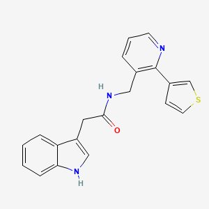 molecular formula C20H17N3OS B2821583 2-(1H-indol-3-yl)-N-((2-(thiophen-3-yl)pyridin-3-yl)methyl)acetamide CAS No. 2034344-98-2